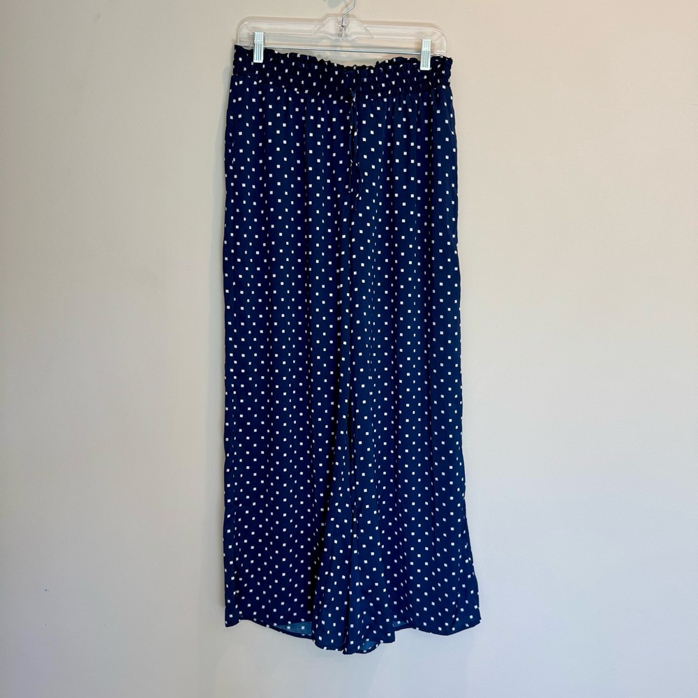 Summersalt Women’s Palazzo Pants, Navy Blue and White Polka Dots, Size M
